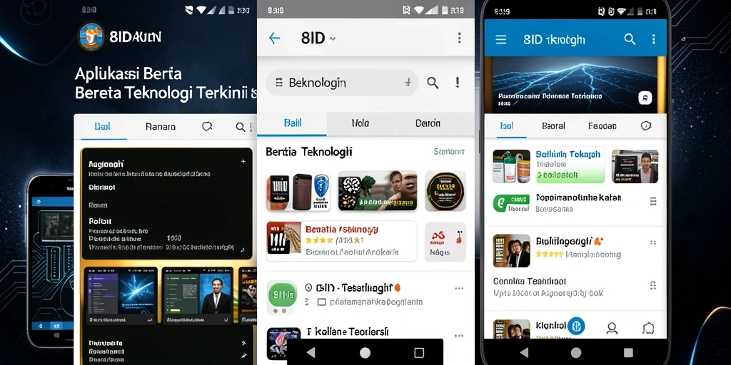 Screenshot antarmuka aplikasi 8ID yang menampilkan berita teknologi.