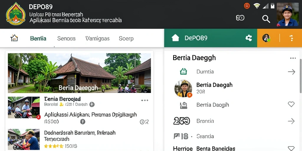 Antarmuka DEPO89 menampilkan berita daerah yang informatif.