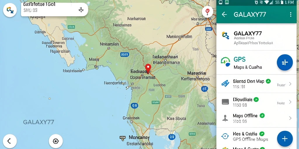 Tampilan antarmuka GALAXY77 yang ramah pengguna untuk navigasi GPS Offline.