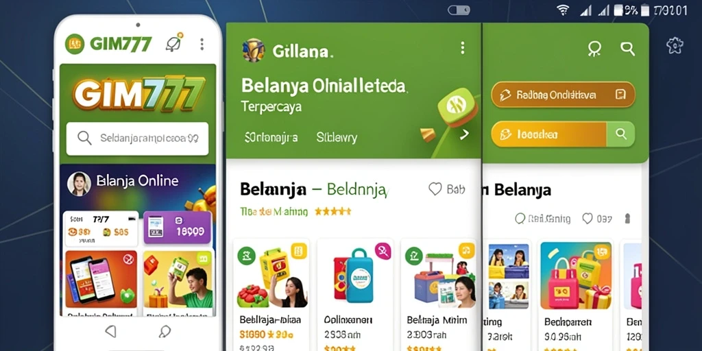Tampilan antarmuka aplikasi GIM777 untuk pengalaman belanja online.