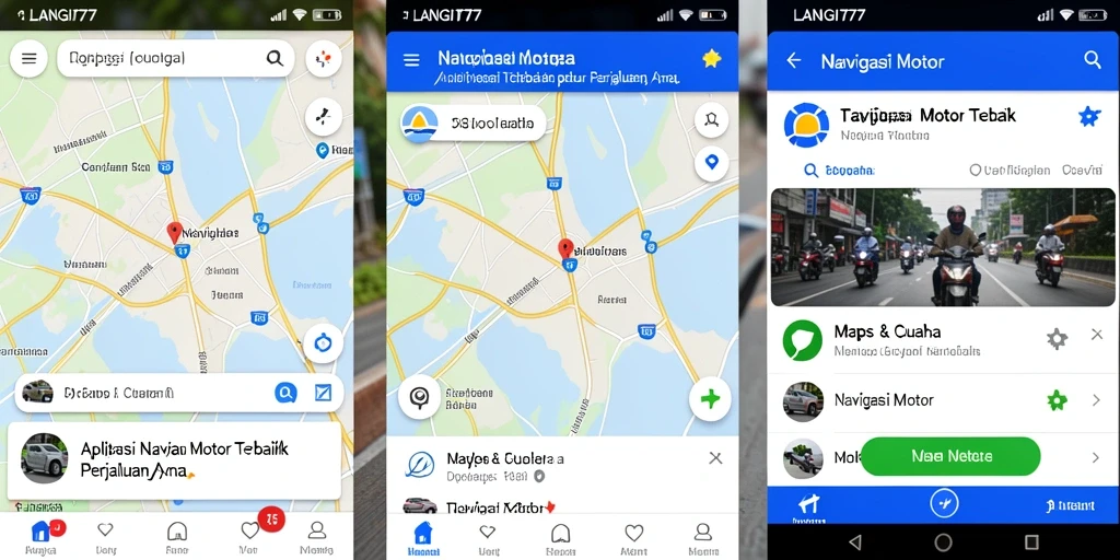 Tampilan antarmuka pengguna <strong>LANGIT77</strong> untuk navigasi motor yang informatif.