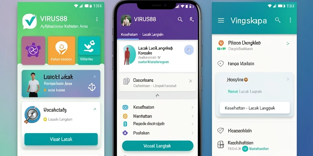 Tampilan antarmuka aplikasi Lacak Langkah VIRUS88 yang menarik.